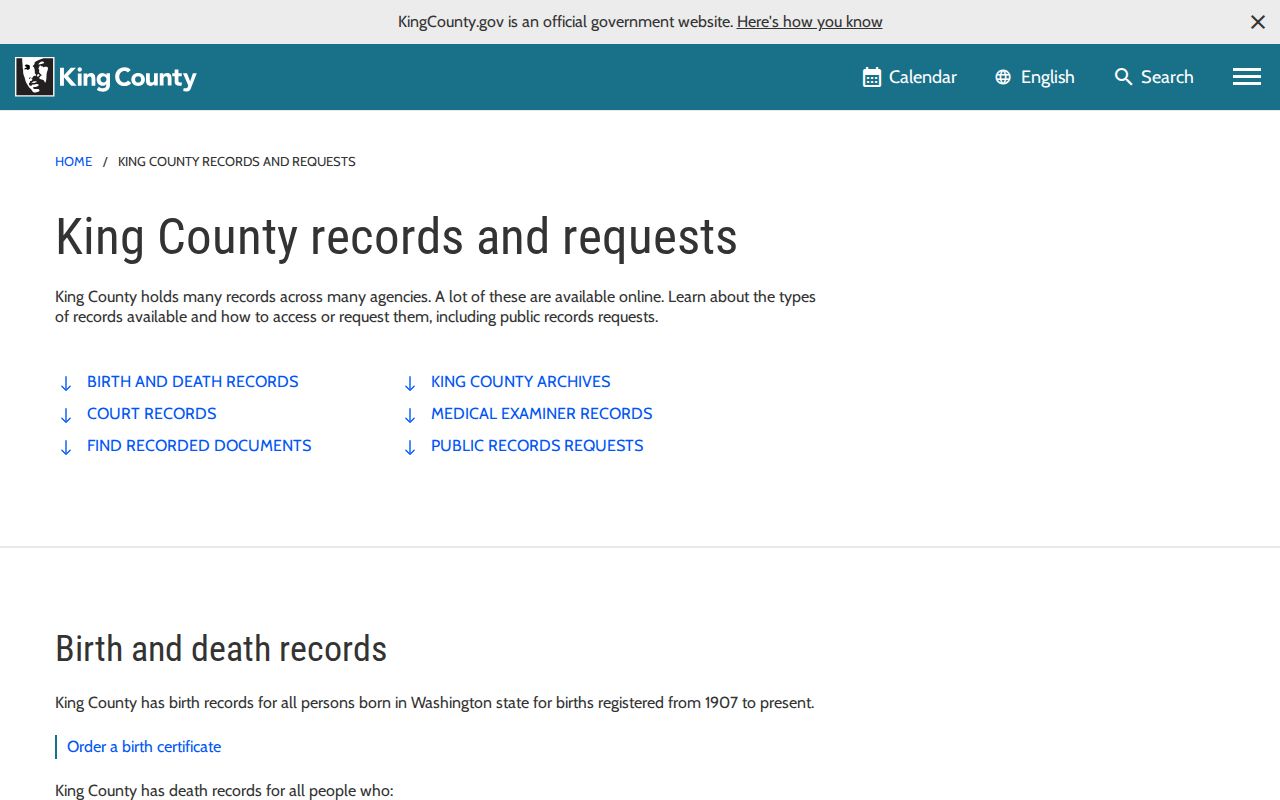 King County criminal records routing page