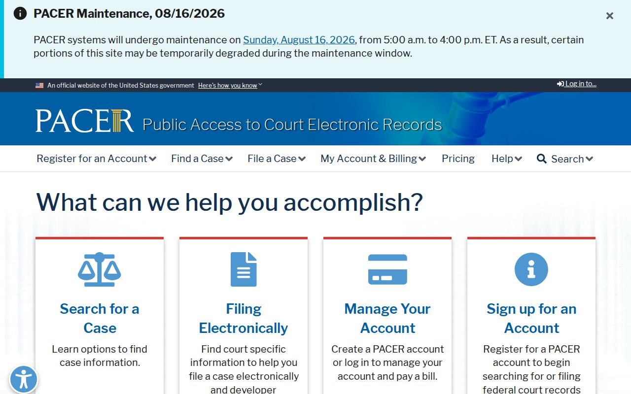 King County criminal history federal PACER search